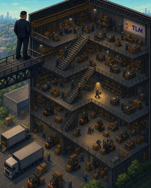 Branded scene: Manish Keshwani, looking over a TLM warehouse